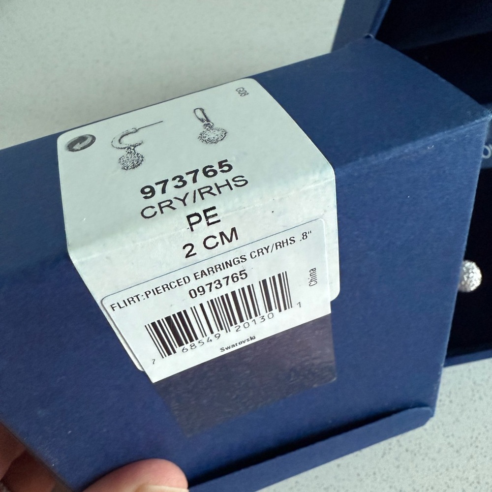 Swarovski Crystal Rhodium “Flirt” Pierced Silver Drop Earrings - Picture 3 of 3